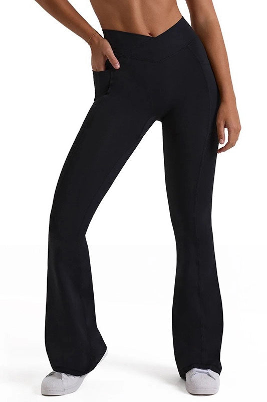 Cross Waist Band Wide Leg Athletic Pants