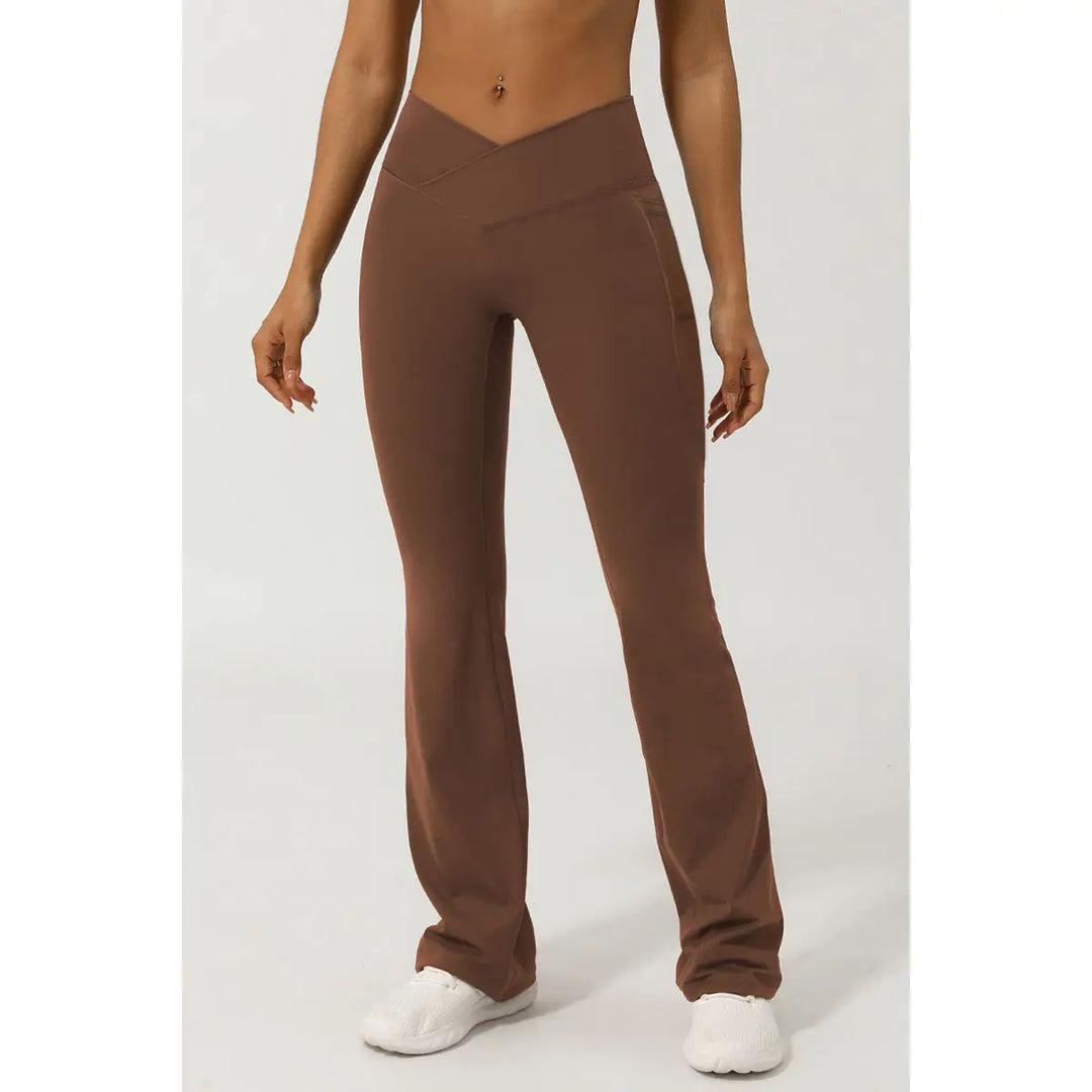 Cross Waist Band Wide Leg Athletic Pants