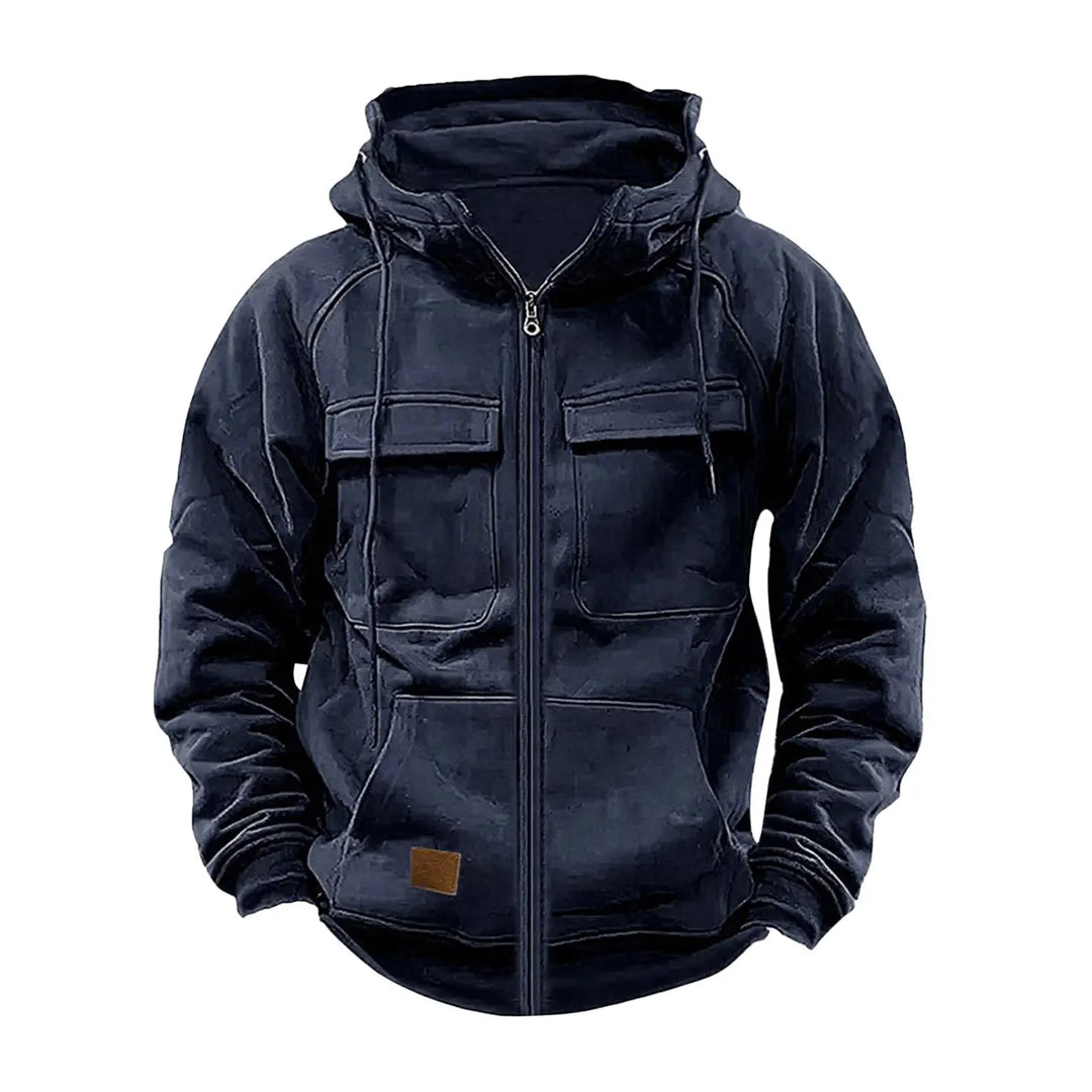 Men's Casual Solid Color Hooded Sweatshirt Jacket