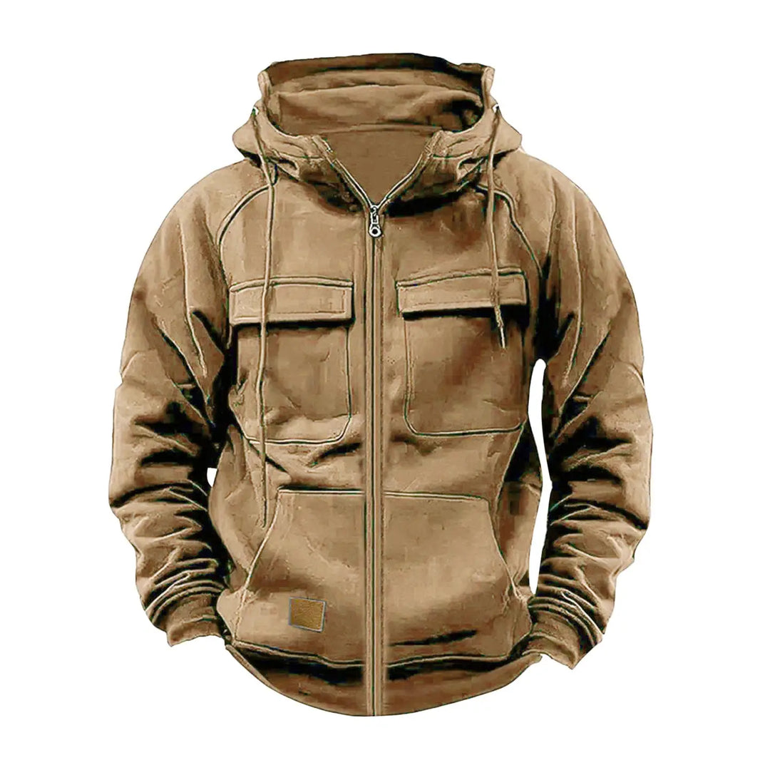 Men's Casual Solid Color Hooded Sweatshirt Jacket