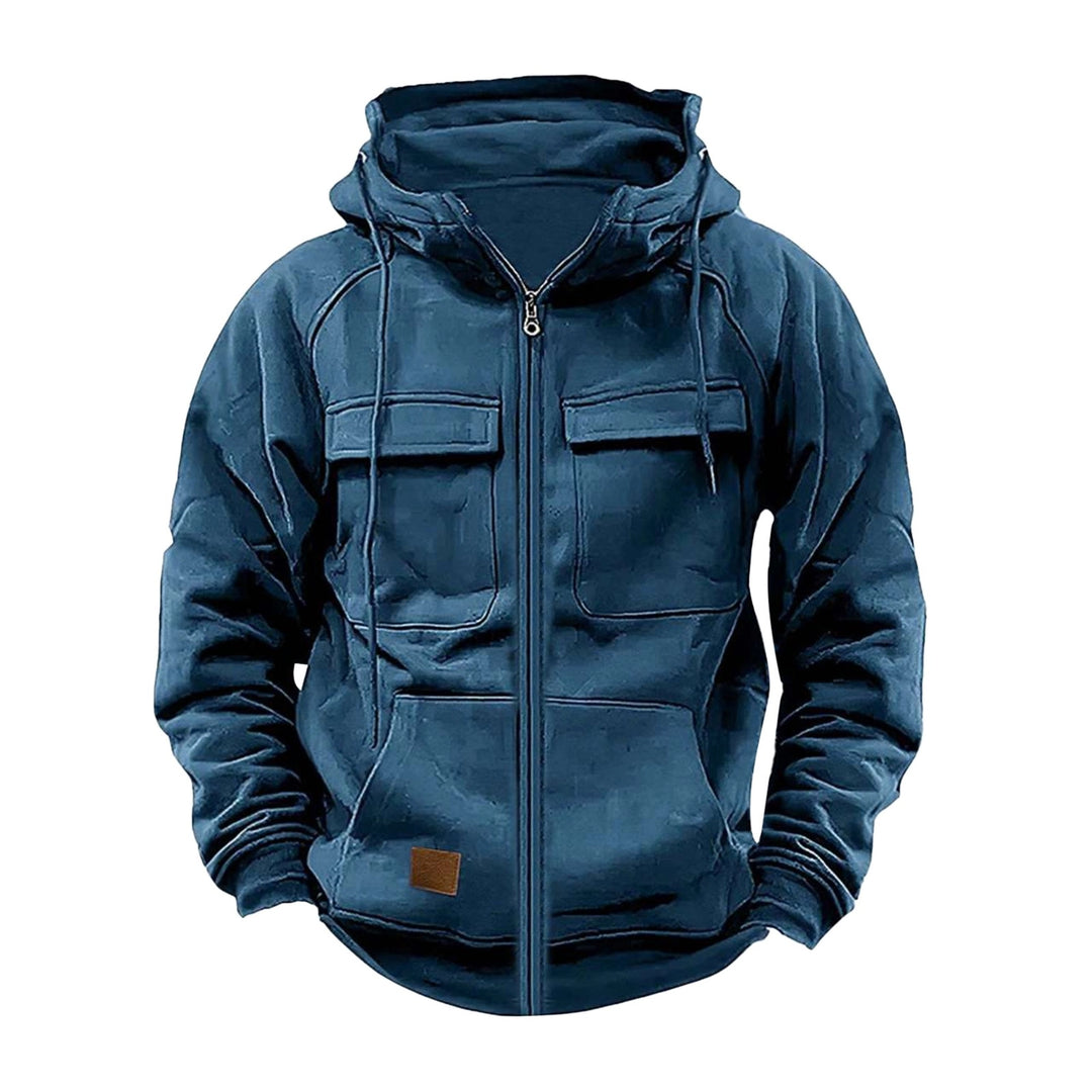 Men's Casual Solid Color Hooded Sweatshirt Jacket