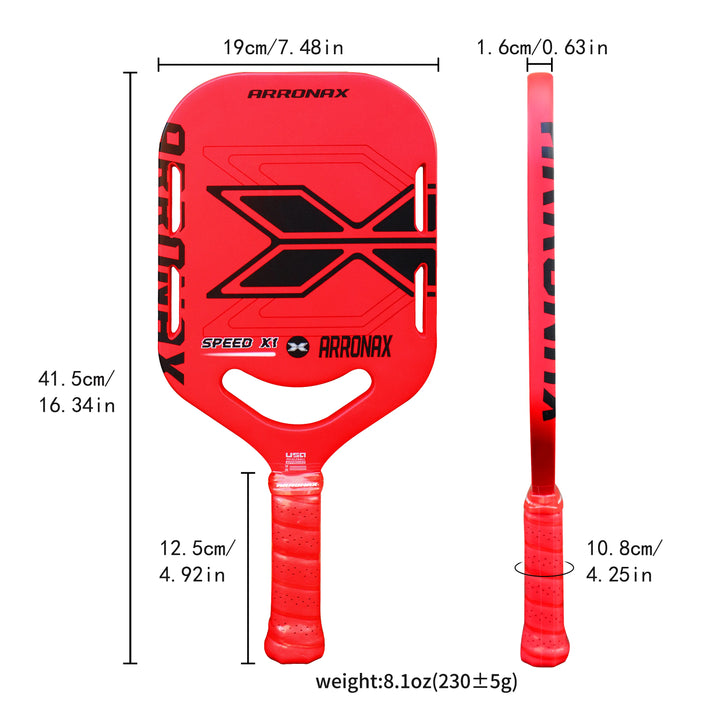 ARRONAX Speed Series Thermoformed Raw Carbon Fiber Pickleball Paddle