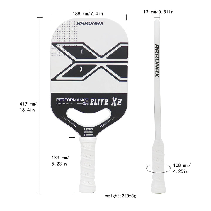 Arronax Pickleball Paddle Rackets USAPA 13mm Edgeless Full Carbon Fiber Face PP Honeycomb Core Thermoforming Paddle