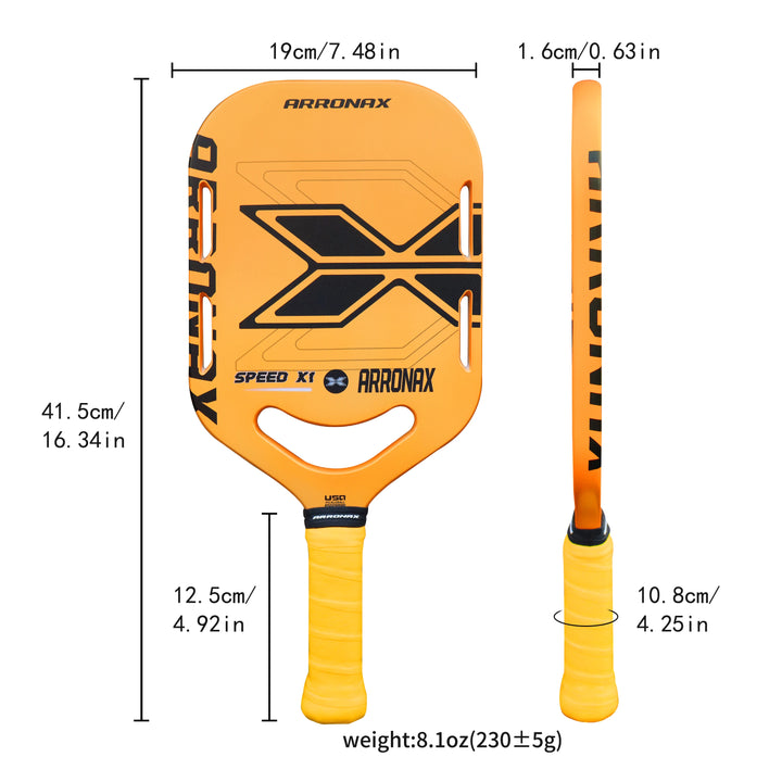 ARRONAX Speed Series Thermoformed Raw Carbon Fiber Pickleball Paddle