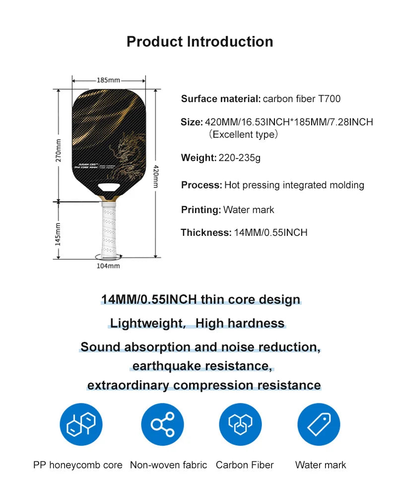 Lightweight 14MM Honeycomb Core Pickleball Paddle
